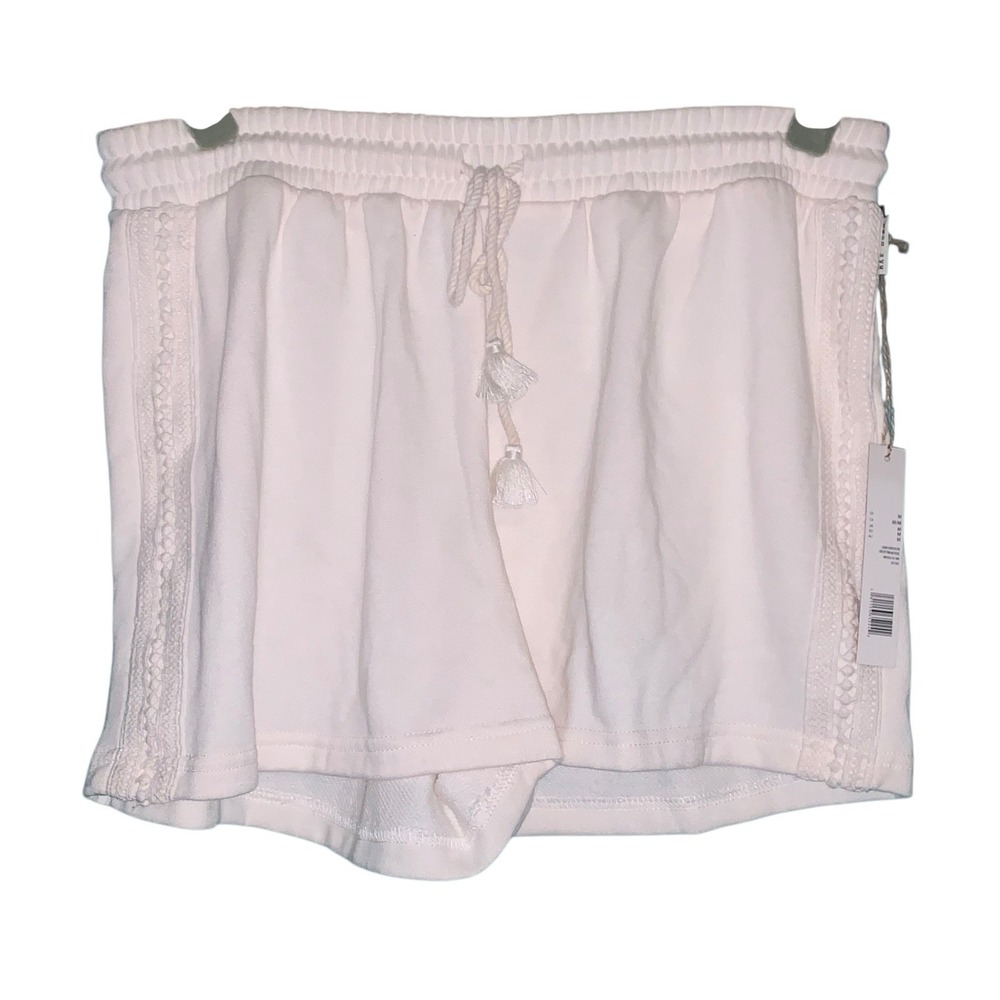 Rae Dunn Lounge Shorts Crochet Trim Tassel Sea Salt‎ M Sleepwear Comfy NWT